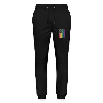 American Lgbtq pride rainbow flag - Stanley/Stella Mover Unisex Organic Jogging Trousers - black - Front - Marisol (170cm) & Nik (191cm)