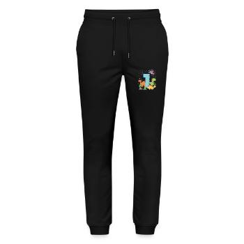Herd of cute dinosaurs 1st birthday 1 - Stanley/Stella Mover Unisex Organic Jogging Trousers - black - Front - Marisol (170cm) & Nik (191cm)