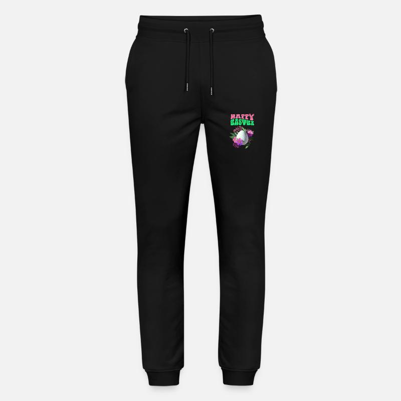 Happy Easter Flowers Easter Egg - Stanley/Stella Mover Unisex Organic Jogging Trousers - black