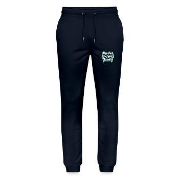 Family Saying Inspiration - Stanley/Stella Mover Unisex Organic Jogging Trousers - navy - Front - Marisol (170cm) & Nik (191cm)