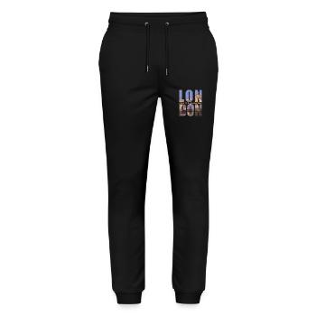 London England Souvenir - Stanley/Stella Mover Unisex Organic Jogging Trousers - black - Front - Marisol (170cm) & Nik (191cm)