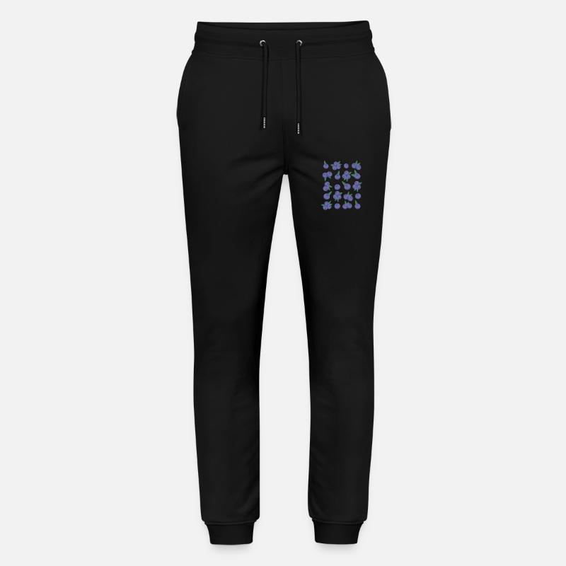 Blueberries Berries Fruit Pattern - Stanley/Stella Mover Unisex Organic Jogging Trousers - black