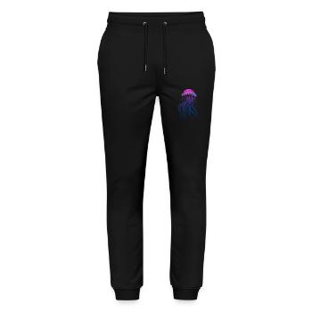 Glow With The Flow, Jellyfish with Tentacles, Saying - Stanley/Stella Mover Unisex Organic Jogging Trousers - black - Front - Marisol (170cm) & Nik (191cm)