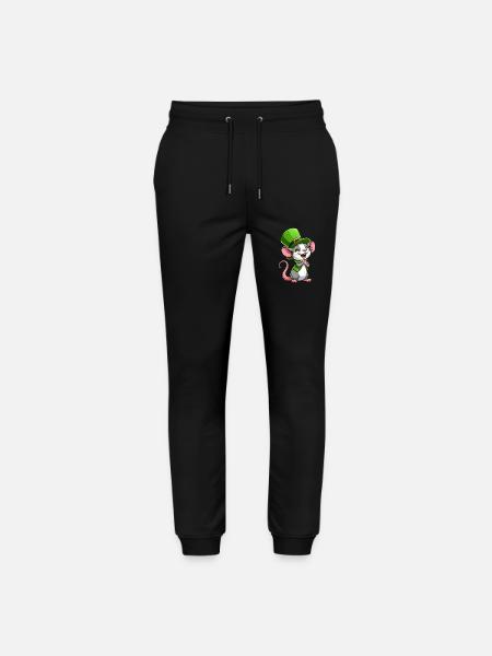 St. Patrick's Cute Rat - Stanley/Stella Mover Unisex Organic Jogging Trousers - black