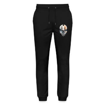 Einsamer Mann bei Sonnenuntergang - Stanley/Stella Unisex Bio Jogginghose Mover  - Schwarz - Vorne - Marisol (170cm) & Nik (191cm)