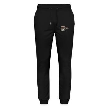 Bester Ehemann seit 1987 Jubiläumsgeschenk - Stanley/Stella Unisex Bio Jogginghose Mover  - Schwarz - Vorne - Marisol (170cm) & Nik (191cm)