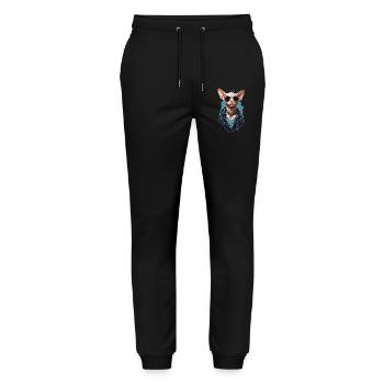 Cool Sphinx Cat Modern Cat Design - Pantalon de jogging bio MOVER Stanley/Stella unisexe - noir - Devant - Marisol (170cm) & Nik (191cm)