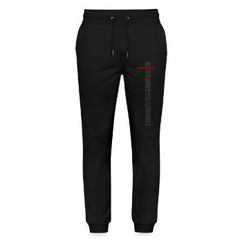 Alert! Antifascista! - Word art red/grey - Stanley/Stella Mover Unisex Organic Jogging Trousers - black - Front - Marisol (170cm) & Nik (191cm)
