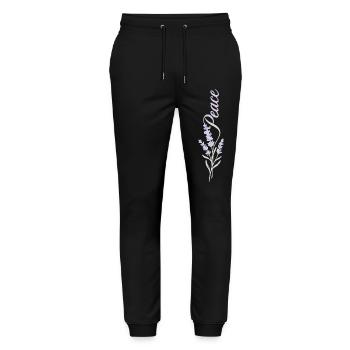Peace Lavender Flower - Stanley/Stella Mover Unisex Organic Jogging Trousers - black - Front - Marisol (170cm) & Nik (191cm)