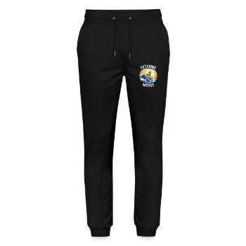 Fetching Waves : Retriever dog riding a surfboard - Stanley/Stella Mover Unisex Organic Jogging Trousers - black - Front - Marisol (170cm) & Nik (191cm)