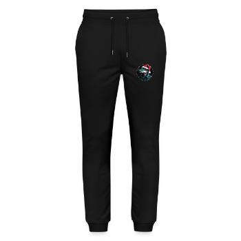 Lustiger Alligator mit Nikolausmütze im Kreis - Stanley/Stella Unisex Bio Jogginghose Mover  - Schwarz - Vorne - Marisol (170cm) & Nik (191cm)