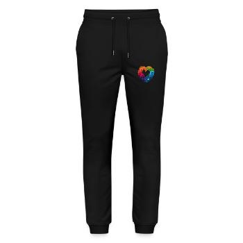 LGBTQIA+ Rainbow Heart - Stanley/Stella Mover Unisex Organic Jogging Trousers - black - Front - Marisol (170cm) & Nik (191cm)