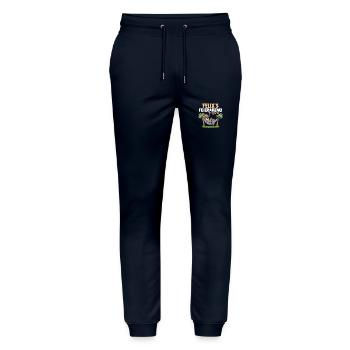 Sloth Felix - Stanley/Stella Mover Unisex Organic Jogging Trousers - navy - Front - Marisol (170cm) & Nik (191cm)