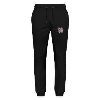 Bulldog Dog Animal Pop Art Head - Stanley/Stella Mover Unisex Organic Jogging Trousers - black - Front - Marisol (170cm) & Nik (191cm)