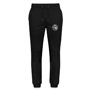 Husky Dog Animal Pop Art Head - Stanley/Stella Mover Unisex Organic Jogging Trousers - black - Front - Marisol (170cm) & Nik (191cm)