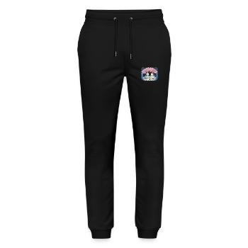 Echte Katzen auf Picknick zwischen Sakura - Stanley/Stella Unisex Bio Jogginghose Mover  - Schwarz - Vorne - Marisol (170cm) & Nik (191cm)