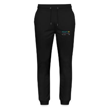 Enthousiaste à propos du teckel, facilement distrait par le teckel. - Pantalon de jogging bio MOVER Stanley/Stella unisexe - noir - Devant - Marisol (170cm) & Nik (191cm)