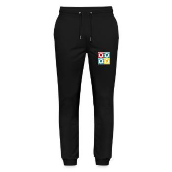 ALLES GUTE ZUM GEBURTSTAG. ALLES GUTE ZUM GEBURTSTAG. JAHRESTAG. - Stanley/Stella Unisex Bio Jogginghose Mover  - Schwarz - Vorne - Marisol (170cm) & Nik (191cm)