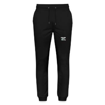 Oma 2026 schwedisch - Stanley/Stella Unisex Bio Jogginghose Mover  - Schwarz - Vorne - Marisol (170cm) & Nik (191cm)