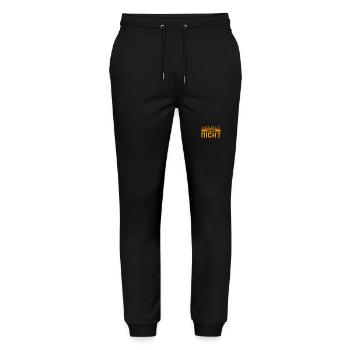 Helden existieren nicht - Stanley/Stella Unisex Bio Jogginghose Mover  - Schwarz - Vorne - Marisol (170cm) & Nik (191cm)