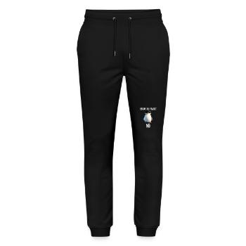 Bevor du fragst Nein lustiges Design süßem Pinguin - Stanley/Stella Unisex Bio Jogginghose Mover  - Schwarz - Vorne - Marisol (170cm) & Nik (191cm)