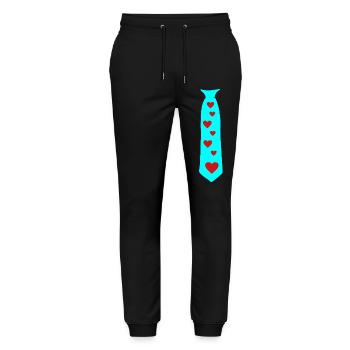 Krawatte_aufgedruckte_Herz - Pantalon de jogging bio MOVER Stanley/Stella unisexe - noir - Devant - Marisol (170cm) & Nik (191cm)