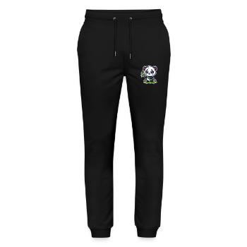 Panda mignon avec bambou - Pantalon de jogging bio MOVER Stanley/Stella unisexe - noir - Devant - Marisol (170cm) & Nik (191cm)