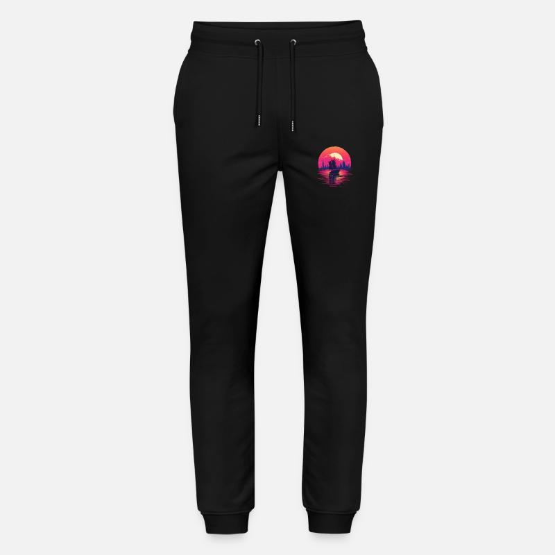 Synthwave sailing ship - Stanley/Stella Mover Unisex Organic Jogging Trousers - black