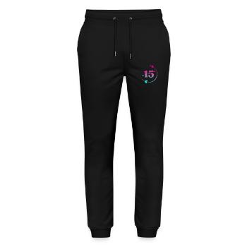 15th Birthday Colorful Heart Circle - Stanley/Stella Mover Unisex Organic Jogging Trousers - black - Front - Marisol (170cm) & Nik (191cm)