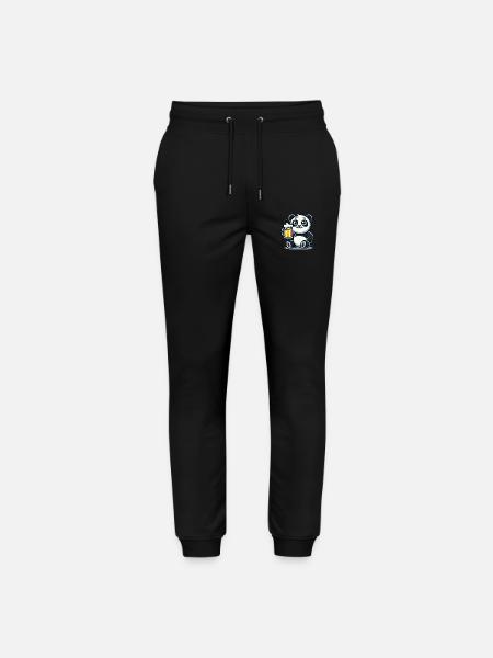 Cute Panda Drinking Beer - Stanley/Stella Unisex Bio Jogginghose Mover  - Schwarz