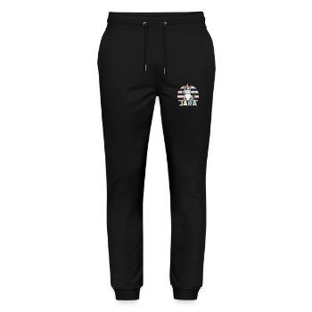 Nom de la licorne Jara - Pantalon de jogging bio MOVER Stanley/Stella unisexe - noir - Devant - Marisol (170cm) & Nik (191cm)