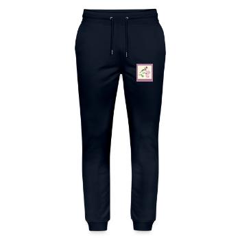 240102 Vogel 3 - Stanley/Stella Unisex Bio Jogginghose Mover  - Navy - Vorne - Marisol (170cm) & Nik (191cm)