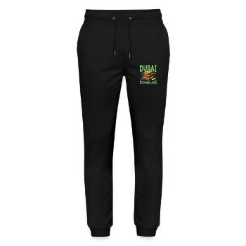 Dubai-Schokolade - Schokolade-Spass - Stanley/Stella Unisex Bio Jogginghose Mover  - Schwarz - Vorne - Marisol (170cm) & Nik (191cm)