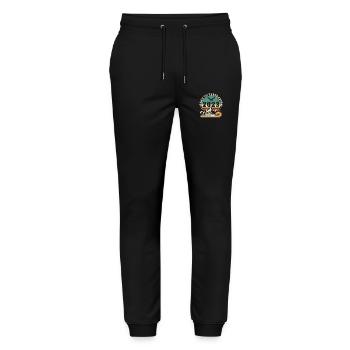 Zur Perfektion gereift 2023 Retro -Edition 2025. - Stanley/Stella Unisex Bio Jogginghose Mover  - Schwarz - Vorne - Marisol (170cm) & Nik (191cm)