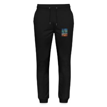 30 ans, 360 mois, 10 950 jours, presque 1 milliard - Pantalon de jogging bio MOVER Stanley/Stella unisexe - noir - Devant - Marisol (170cm) & Nik (191cm)