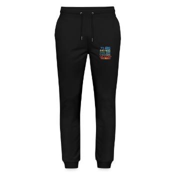 70 ans – 840 mois, 25 550 jours, 2,2 milliards - Pantalon de jogging bio MOVER Stanley/Stella unisexe - noir - Devant - Marisol (170cm) & Nik (191cm)