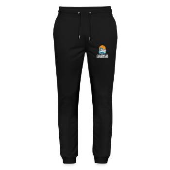 I'd Rather Be Motorboatin Funny Pontoon Boat Boat - Stanley/Stella Unisex Bio Jogginghose Mover  - Schwarz - Vorne - Marisol (170cm) & Nik (191cm)