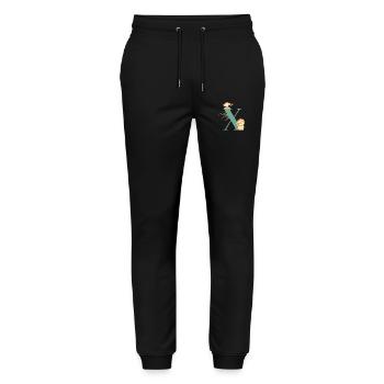 Letter x Green Jungle Animals - Stanley/Stella Mover Unisex Organic Jogging Trousers - black - Front - Marisol (170cm) & Nik (191cm)