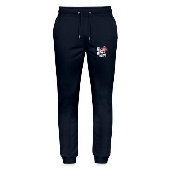 Darts is Life Player Board Dart Dart Dartboard - Pantalon de jogging bio MOVER Stanley/Stella unisexe - marine - Devant - Marisol (170cm) & Nik (191cm)