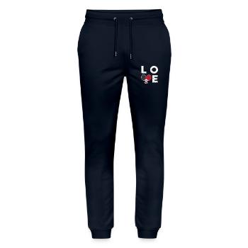 Ping-pong amour - Pantalon de jogging bio MOVER Stanley/Stella unisexe - marine - Devant - Marisol (170cm) & Nik (191cm)