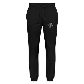 Wolf with Ornament, Love Wolfs - Stanley/Stella Mover Unisex Organic Jogging Trousers - black - Front - Marisol (170cm) & Nik (191cm)