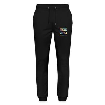 Prag 2024 Bunt Urlaub Team - Stanley/Stella Unisex Bio Jogginghose Mover  - Schwarz - Vorne - Marisol (170cm) & Nik (191cm)