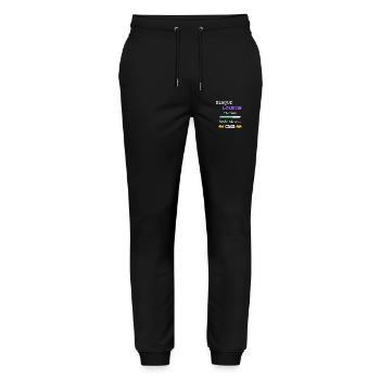 Blague Lourde en cours - Pantalon de jogging bio MOVER Stanley/Stella unisexe - noir - Devant - Marisol (170cm) & Nik (191cm)
