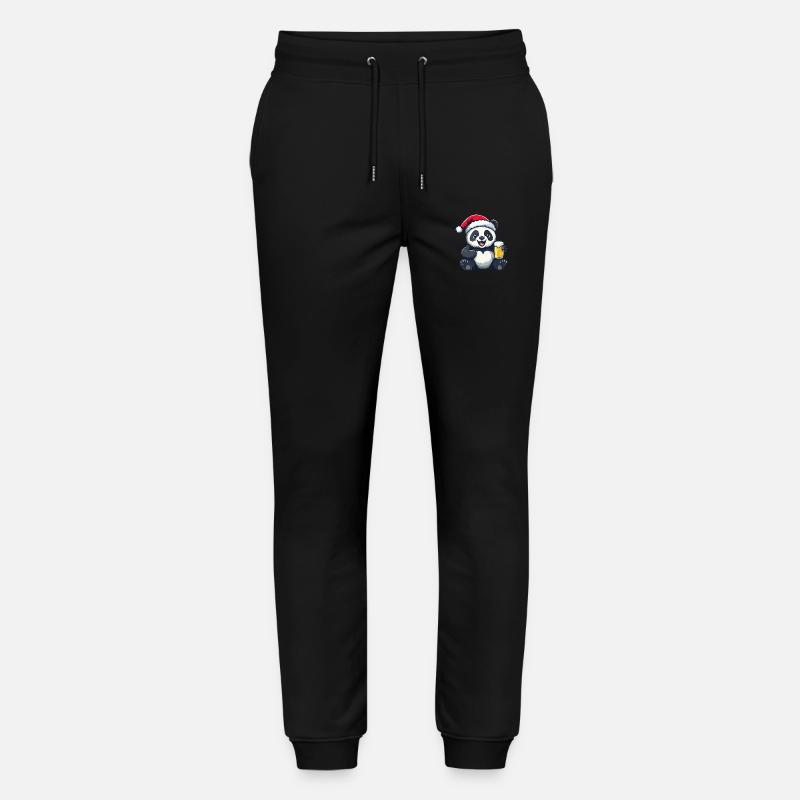 Panda Weihnachten Bier Lustig - Stanley/Stella Unisex Bio Jogginghose Mover  - Schwarz