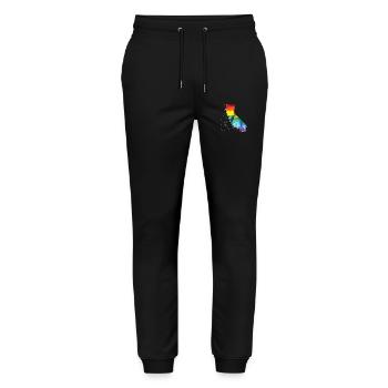 California (USA) | Real Flag | LGBTQIA+ Script - Stanley/Stella Mover Unisex Organic Jogging Trousers - black - Front - Marisol (170cm) & Nik (191cm)