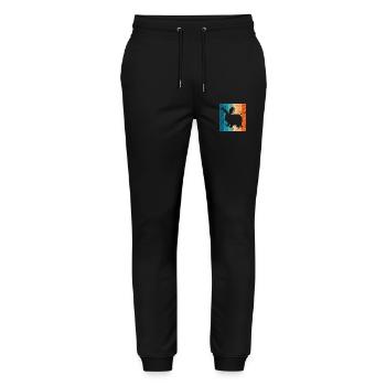 Rabbit Easter Retro Gift - Stanley/Stella Mover Unisex Organic Jogging Trousers - black - Front - Marisol (170cm) & Nik (191cm)