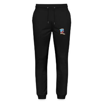 INTO THE BATTLE BUT FIRST COFFEE - Stanley/Stella Unisex Bio Jogginghose Mover  - Schwarz - Vorne - Marisol (170cm) & Nik (191cm)