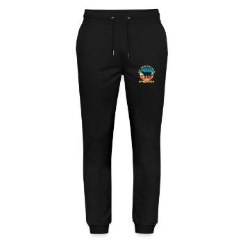 Iss mehr Hühnchen Retro-Kuh-Tag, Bauernhof, Kuhlie - Stanley/Stella Unisex Bio Jogginghose Mover  - Schwarz - Vorne - Marisol (170cm) & Nik (191cm)