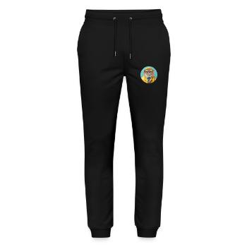 Strict cat with glasses in rain jacket - Stanley/Stella Mover Unisex Organic Jogging Trousers - black - Front - Marisol (170cm) & Nik (191cm)
