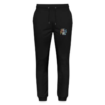 zeus comic - Stanley/Stella Unisex Bio Jogginghose Mover  - Schwarz - Vorne - Marisol (170cm) & Nik (191cm)